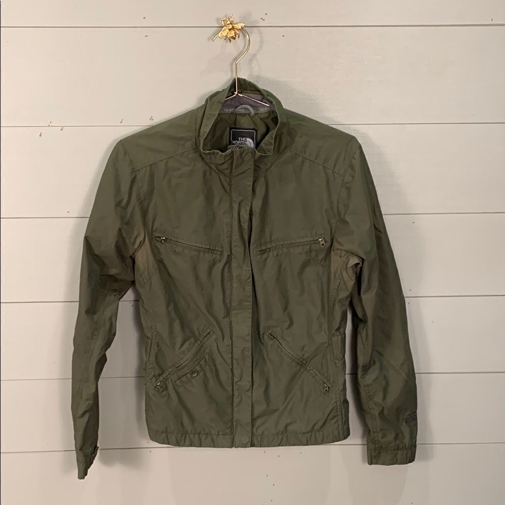 The North Face Olive Green zip up Jacket Womans size medium